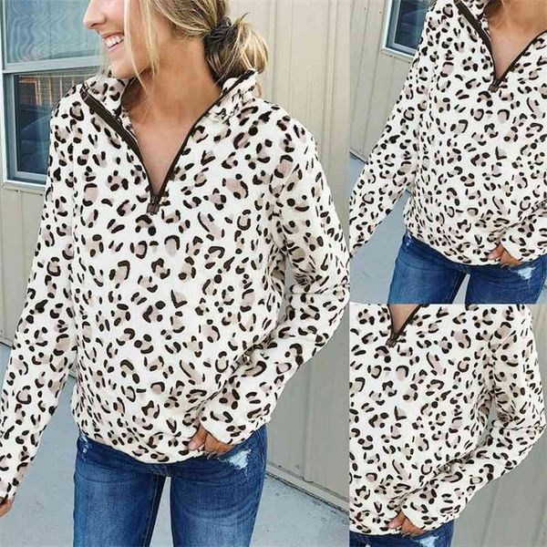 women hoodies autumn spring loose fleece thick knit sweatshirt female leopard print casual ladies zipper tracksuit 210522, Black
women hoodies autumn spring loose fleece thick knit sweatshirt female leopard print casual ladies zipper tracksuit 210522, Black