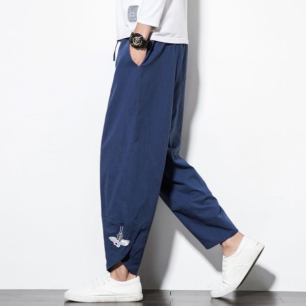 men casual chinese style pants embroidery loose linen trousers new summer japanese elastic waist harem pants streetwear 10830, Red
men casual chinese style pants embroidery loose linen trousers new summer japanese elastic waist harem pants streetwear 10830, Red