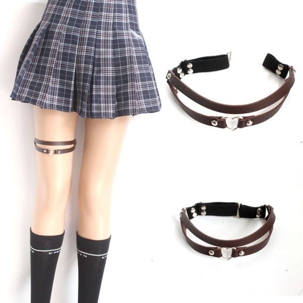 girl's one character pu metal heart-shaped round leather thigh punk ring leg chain decorative garter belt, Black;white 
girl's one character pu metal heart-shaped round leather thigh punk ring leg chain decorative garter belt, Black;white