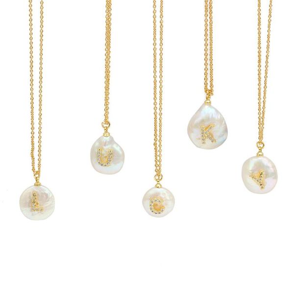 pendant necklaces natural freshwater pearl 26 letter necklace inlaid with zircon copper chain ladies' jewellery holiday gift, Silver
pendant necklaces natural freshwater pearl 26 letter necklace inlaid with zircon copper chain ladies' jewellery holiday gift, Silver