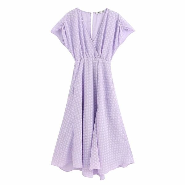 women chic fashion purple polka dot textured midi dress vintage cross v neck short sleeve dresses casual girls vestidos 210520, Black;gray
women chic fashion purple polka dot textured midi dress vintage cross v neck short sleeve dresses casual girls vestidos 210520, Black;gray