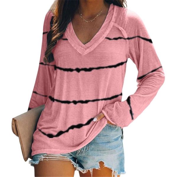 women's t-shirt 2021 european and american cross border foreign trade tie dye stripe printing v neck long sleeved loose t shirt women, White
women's t-shirt 2021 european and american cross border foreign trade tie dye stripe printing v neck long sleeved loose t shirt women, White
