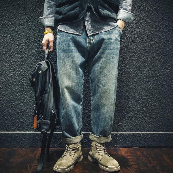 men's jeans autumn straight loose retro trendy brand plus size pants weight-catcher spring and fleece harem, Blue
men's jeans autumn straight loose retro trendy brand plus size pants weight-catcher spring and fleece harem, Blue