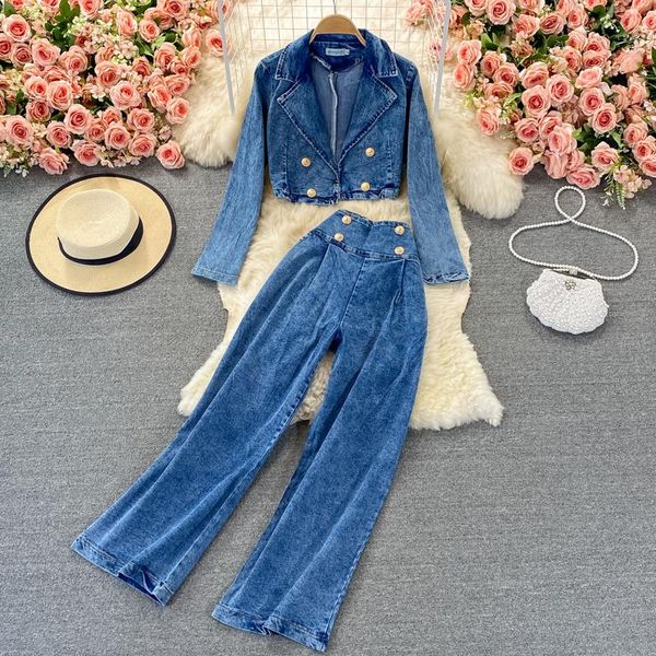 Women's Two Piece Pants Amolapha Fashion Jeans 2-piece Sets European American Style Notched Collar Short Denim Jackets+High Waist Wide Legs, White
Women's Two Piece Pants Amolapha Fashion Jeans 2-piece Sets European American Style Notched Collar Short Denim Jackets+High Waist Wide Legs, White