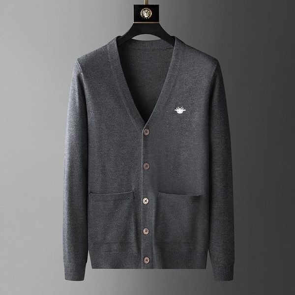 men's sweaters minglu autumn wool male luxury bee embroidery knitted casual fashion slim fit two pockets man, White;black 
men's sweaters minglu autumn wool male luxury bee embroidery knitted casual fashion slim fit two pockets man, White;black