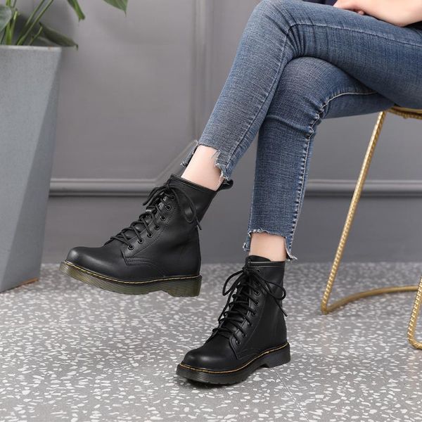 boots female autumn and winter british style plus velvet thick leather short flat bottom student wild fashion c, Black
boots female autumn and winter british style plus velvet thick leather short flat bottom student wild fashion c, Black