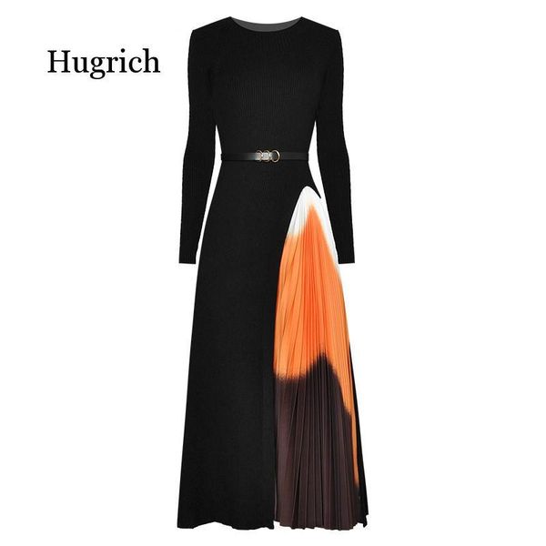 fashion designer dress spring autumn women's sashes knitting long sleeve patchwork pleated dresses casual, Black;gray
fashion designer dress spring autumn women's sashes knitting long sleeve patchwork pleated dresses casual, Black;gray
