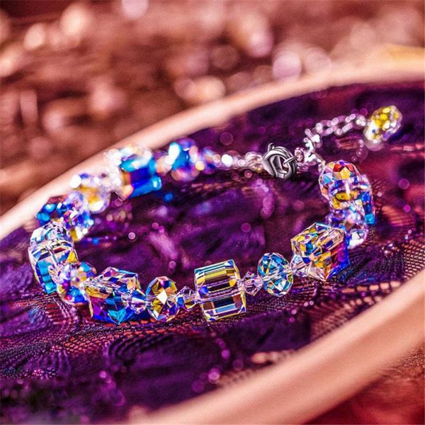 link, chain fashion cube crystal exquisite luxury bracelet for women 2021bracelet bohemian jewelry, Black
link, chain fashion cube crystal exquisite luxury bracelet for women 2021bracelet bohemian jewelry, Black