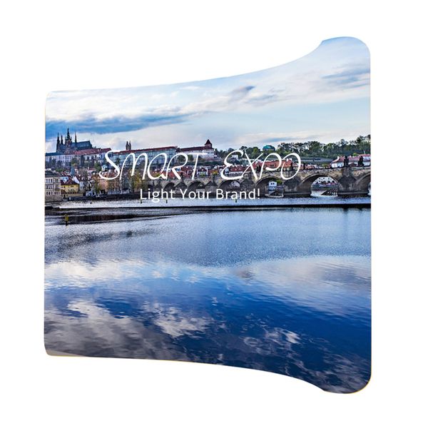 13ft horizontal curved tension fabric backwall retail supplies with thick aluminum tube customized printed graphic portable carry bag
13ft horizontal curved tension fabric backwall retail supplies with thick aluminum tube customized printed graphic portable carry bag