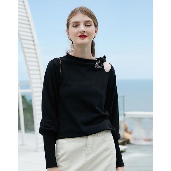 elegants wool crew neck sweater women comfy long sleeve pullover loose knitted jumper bow women's sweaters, White;black
elegants wool crew neck sweater women comfy long sleeve pullover loose knitted jumper bow women's sweaters, White;black