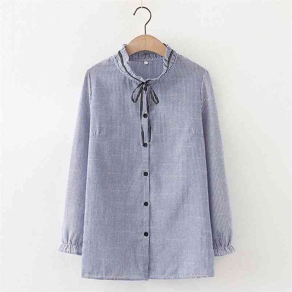 hsa ruffle stand-up collar ribbon women blouses long sleeve female kawaii striped blous elegant sweet button shirt 210430, White
hsa ruffle stand-up collar ribbon women blouses long sleeve female kawaii striped blous elegant sweet button shirt 210430, White