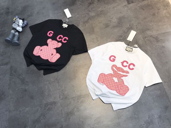 2021 trendy spring and summer new pink bear embroidery printing loose round neck casual t-shirt, White
2021 trendy spring and summer new pink bear embroidery printing loose round neck casual t-shirt, White