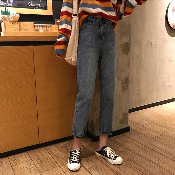 women's jeans preppy style high waisted spring autumn clothing loose straight zipper pantalones mujer moda feminina ladies, Blue
women's jeans preppy style high waisted spring autumn clothing loose straight zipper pantalones mujer moda feminina ladies, Blue