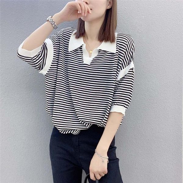 women's sweaters 2021 promotion 20549 (2 rooms, 3 rows, no.6 lower) non real net red picture lapel stripe short sleeve knitted t-shirt, White;black
women's sweaters 2021 promotion 20549 (2 rooms, 3 rows, no.6 lower) non real net red picture lapel stripe short sleeve knitted t-shirt, White;black