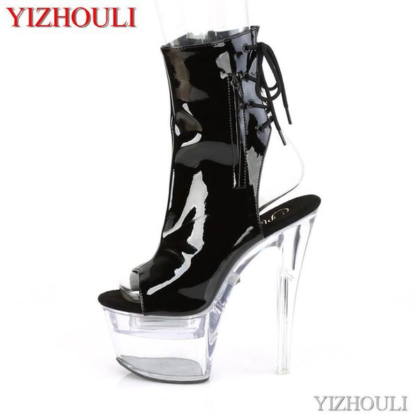 boots open toe 17 cm, inch transparent model stiletto heels, summer night club pole dancing ankle, Black
boots open toe 17 cm, inch transparent model stiletto heels, summer night club pole dancing ankle, Black