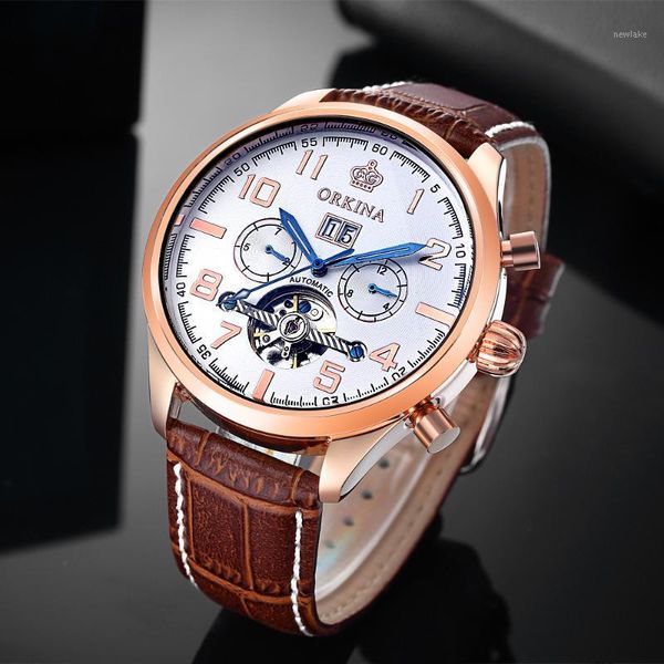 orkina tourbillon watches fashion waterproof automatic mechanical leather men man watch 2021 wristwatches, Slivery;brown
orkina tourbillon watches fashion waterproof automatic mechanical leather men man watch 2021 wristwatches, Slivery;brown