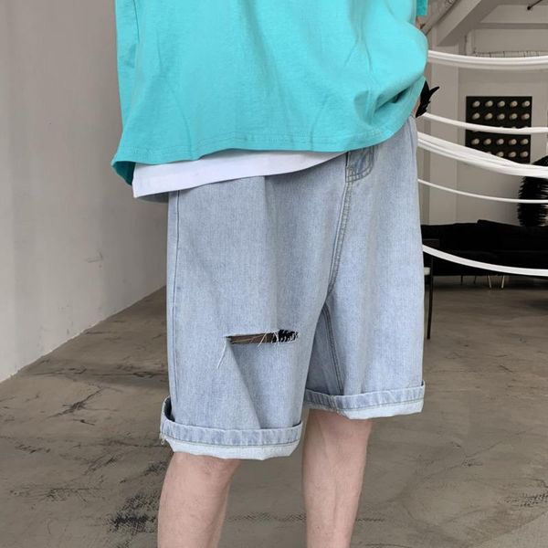 summer youth men's loose solid color simple denim shorts fashion casual ripped five-point pants blue/sky blue, White;black
summer youth men's loose solid color simple denim shorts fashion casual ripped five-point pants blue/sky blue, White;black