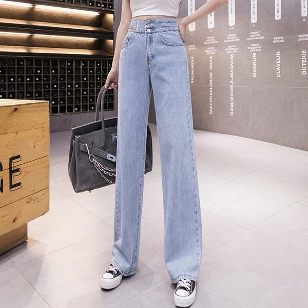 women's jeans wide leg 2021 spring and summer fashion korean loose straight tube slim high waist drooping pants, Blue
women's jeans wide leg 2021 spring and summer fashion korean loose straight tube slim high waist drooping pants, Blue