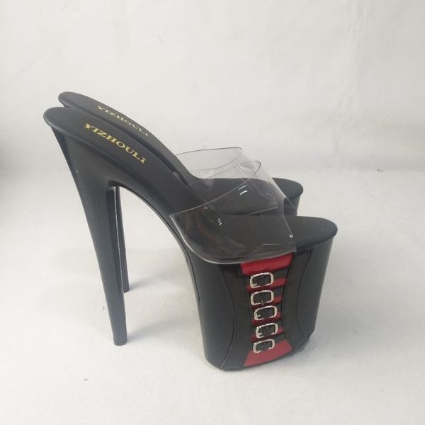 slippers 20cm high-heeled shoes cutout sandals 8 inch heel high platform sandal slip on stripper open toe, Black
slippers 20cm high-heeled shoes cutout sandals 8 inch heel high platform sandal slip on stripper open toe, Black