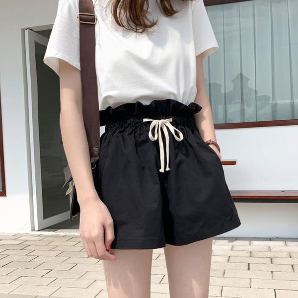 women's shorts cotton non pilling loose summer high waist korean students' wide legs show thin a-line versatile bract overalls, White;black
women's shorts cotton non pilling loose summer high waist korean students' wide legs show thin a-line versatile bract overalls, White;black