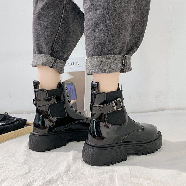 boots fashion patent leather women casual shoes thick sole winter autumn women's ankle female motorcycle 2021, Black
boots fashion patent leather women casual shoes thick sole winter autumn women's ankle female motorcycle 2021, Black