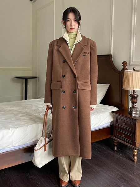 women's wool & blends windbreaker spring and autumn 2021 korean woolen coat medium long knee length, Black
women's wool & blends windbreaker spring and autumn 2021 korean woolen coat medium long knee length, Black