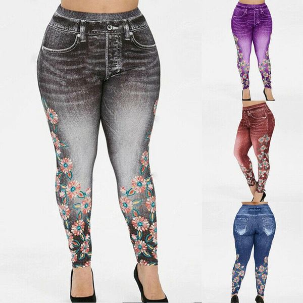 women's leggings women high waist pants jeans 3d printed fitness slimming plus size denim pocket, Black
women's leggings women high waist pants jeans 3d printed fitness slimming plus size denim pocket, Black