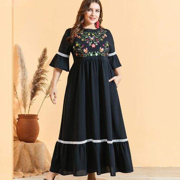 ethnic clothing 2021 muslim large black embroidered horn short sleeve lace stitching fashion bohemian summer dress temperament long, Red
ethnic clothing 2021 muslim large black embroidered horn short sleeve lace stitching fashion bohemian summer dress temperament long, Red