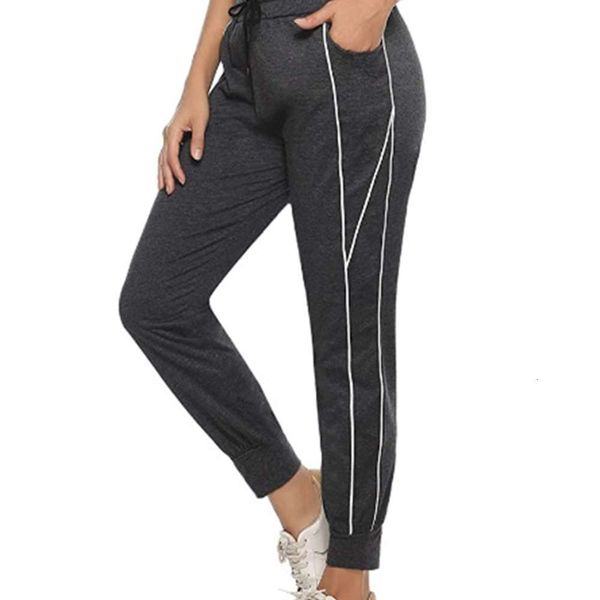 women's casual pants with elastic waist and drawstring, Black;white
women's casual pants with elastic waist and drawstring, Black;white