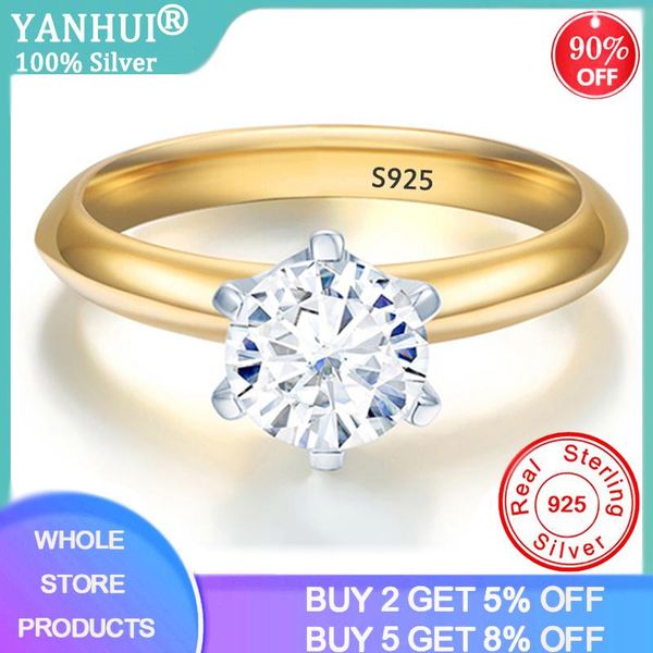 cluster rings yanhui 100% original 925 solid silver exquisite gold color 5.5mm zirconia diamond wedding for women jr040, Golden;silver
cluster rings yanhui 100% original 925 solid silver exquisite gold color 5.5mm zirconia diamond wedding for women jr040, Golden;silver