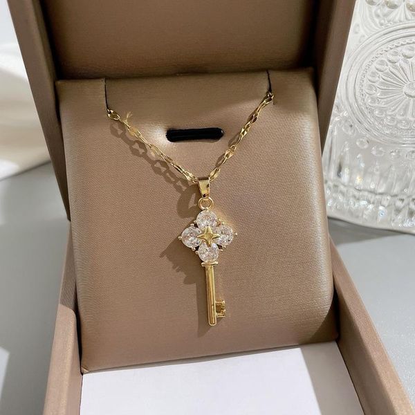 pendant necklaces 2021 luxury zircon vintage key golden plating necklace for women light temperament fashion jewelry gifts, Silver
pendant necklaces 2021 luxury zircon vintage key golden plating necklace for women light temperament fashion jewelry gifts, Silver