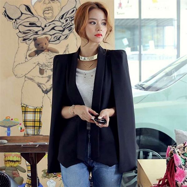 shawl collar split sleeve cloak blazer cape women's spring solid color ol suit jacket coat black white 210929, White;black
shawl collar split sleeve cloak blazer cape women's spring solid color ol suit jacket coat black white 210929, White;black