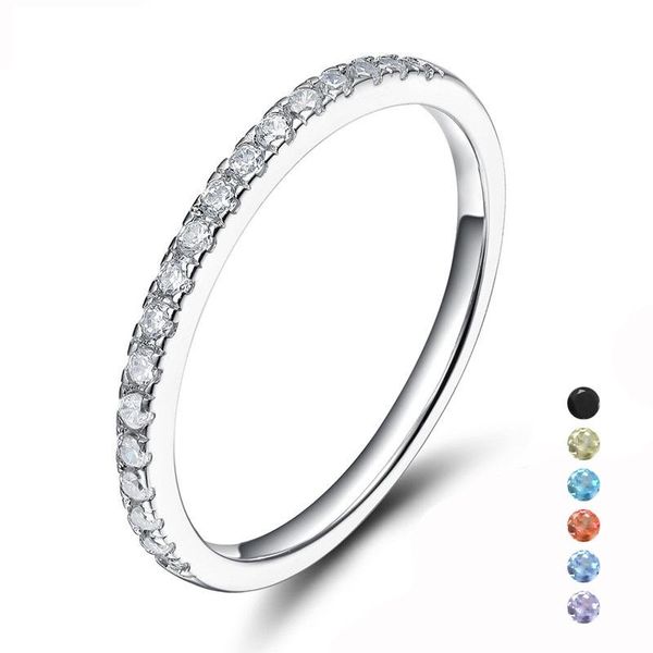 cluster rings eamti 925 sterling silver women wedding band engagement cubic zirconia thin 2mm ring fashion female s925 jewelry size 3, Golden;silver 
cluster rings eamti 925 sterling silver women wedding band engagement cubic zirconia thin 2mm ring fashion female s925 jewelry size 3, Golden;silver