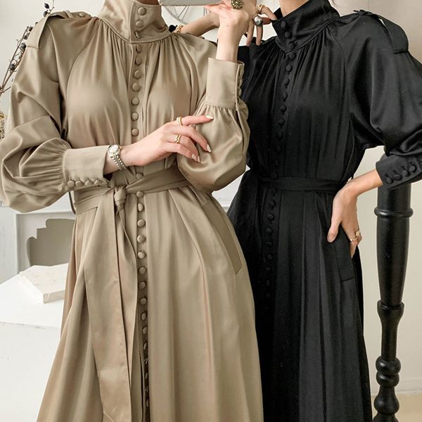 elegant spring designturtleneck gloss dress womens single-breasted lace-up waist lantern sleeve midi dress lady long dress 210514, Black;gray
elegant spring designturtleneck gloss dress womens single-breasted lace-up waist lantern sleeve midi dress lady long dress 210514, Black;gray