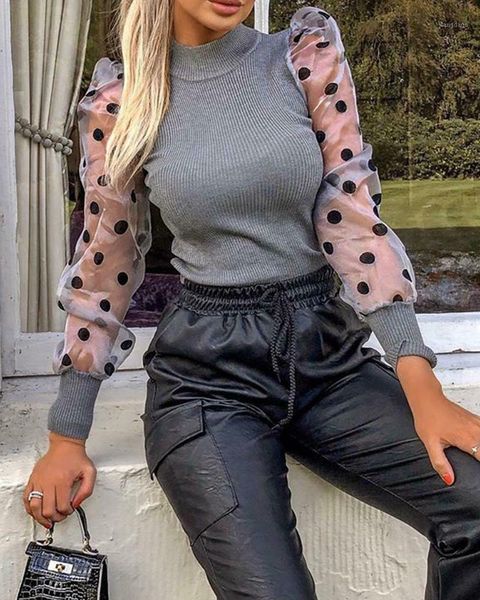 women summer puff ladies mesh sleeve blouse casual elegant loose blusasturtleneck dot party clubwear soft clothes women's blouses & sh, White
women summer puff ladies mesh sleeve blouse casual elegant loose blusasturtleneck dot party clubwear soft clothes women's blouses & sh, White