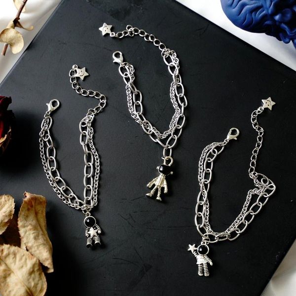 link, chain punk hip hop astronaut bracelet retro multilayer titanium steel pendant fashion female jewelry, Black
link, chain punk hip hop astronaut bracelet retro multilayer titanium steel pendant fashion female jewelry, Black