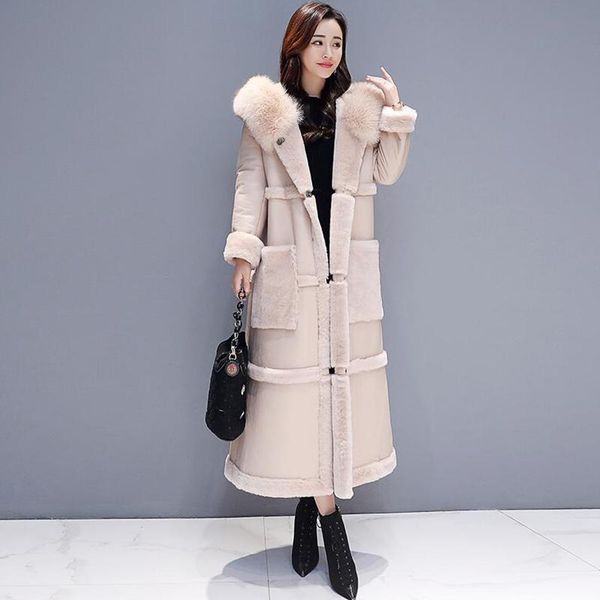 women's wool & blends ladies thick warm winter coat 2021 fashion women single-breasted hooded long lamb jacket outwear, Black
women's wool & blends ladies thick warm winter coat 2021 fashion women single-breasted hooded long lamb jacket outwear, Black