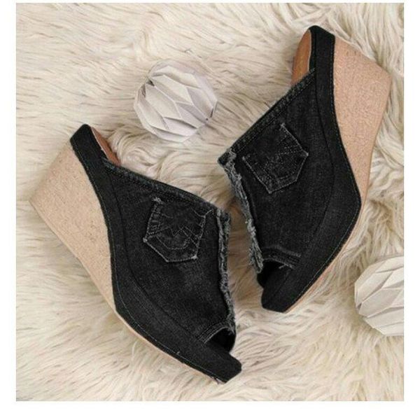 sandals women female shoes woman summer wedge comfortable ladies slip-on flat sandalias denim platform wedges high heel, Black
sandals women female shoes woman summer wedge comfortable ladies slip-on flat sandalias denim platform wedges high heel, Black