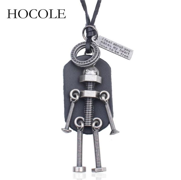 pendant necklaces hocole 2021 fashion jewelry men's necklace punk design adjustable leather chain robot retro women, Silver
pendant necklaces hocole 2021 fashion jewelry men's necklace punk design adjustable leather chain robot retro women, Silver