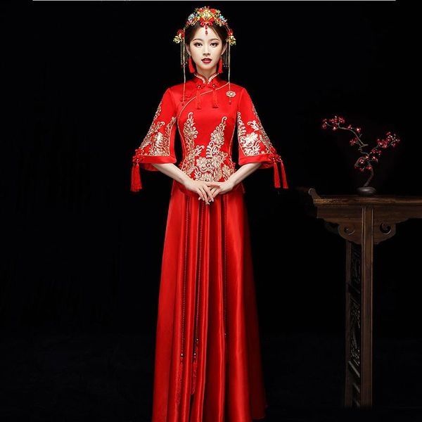 ethnic clothing red traditional chinese wedding dress qipao national costume womens overseas style bride embroidery cheongsam s-xxl
ethnic clothing red traditional chinese wedding dress qipao national costume womens overseas style bride embroidery cheongsam s-xxl