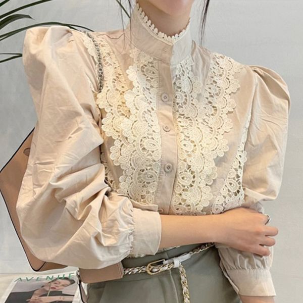 korea elegant turtleneck blouse long sleeve lace shirt office ladies casual solid single-breasted puff sleeve womens blouses 210514, White
korea elegant turtleneck blouse long sleeve lace shirt office ladies casual solid single-breasted puff sleeve womens blouses 210514, White