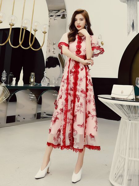 capris 2021 summer long party wedding vestidos women butterfly embroidery lace beading deco flare sleeve maxi xl, Black;gray 
capris 2021 summer long party wedding vestidos women butterfly embroidery lace beading deco flare sleeve maxi xl, Black;gray