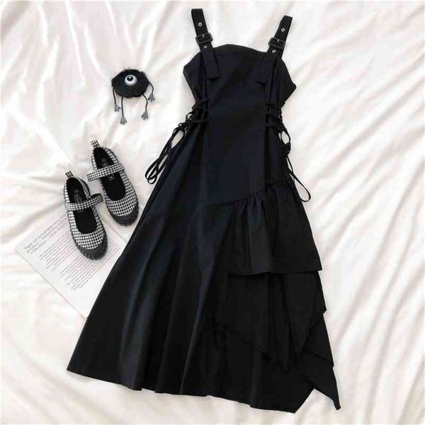 black vintage gothic dress women autumn sleeveless harajuku streetwear irregular a-line goth bandage strap dresses punk 210430, Black;gray
black vintage gothic dress women autumn sleeveless harajuku streetwear irregular a-line goth bandage strap dresses punk 210430, Black;gray