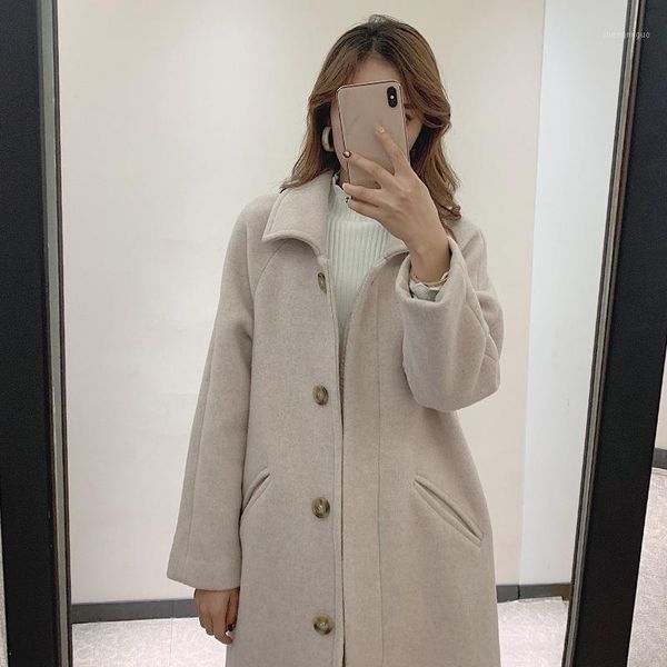 women's wool & blends woolen coat korean version slim mid long winter overcoat fashion solid color turndown collar single breasted oute, Black
women's wool & blends woolen coat korean version slim mid long winter overcoat fashion solid color turndown collar single breasted oute, Black