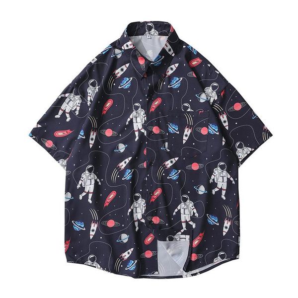 men's short-sleeved shirt 2021 summer loose casual button cardigan creative spaceman astronaut pattern printing lapel shirts, White;black
men's short-sleeved shirt 2021 summer loose casual button cardigan creative spaceman astronaut pattern printing lapel shirts, White;black