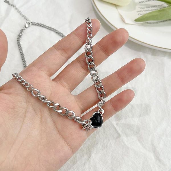 chains vintage stainless steel black heart cuban link chain necklace women korean cute dainty choker simple fashion jewelry 2021 gift, Silver
chains vintage stainless steel black heart cuban link chain necklace women korean cute dainty choker simple fashion jewelry 2021 gift, Silver