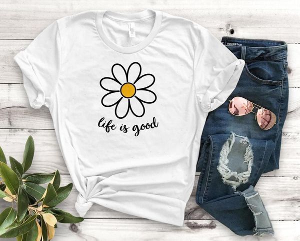 life women t shirt is good flower print tshirt cotton casual funny gift lady yong girl tee pm 102, White
life women t shirt is good flower print tshirt cotton casual funny gift lady yong girl tee pm 102, White