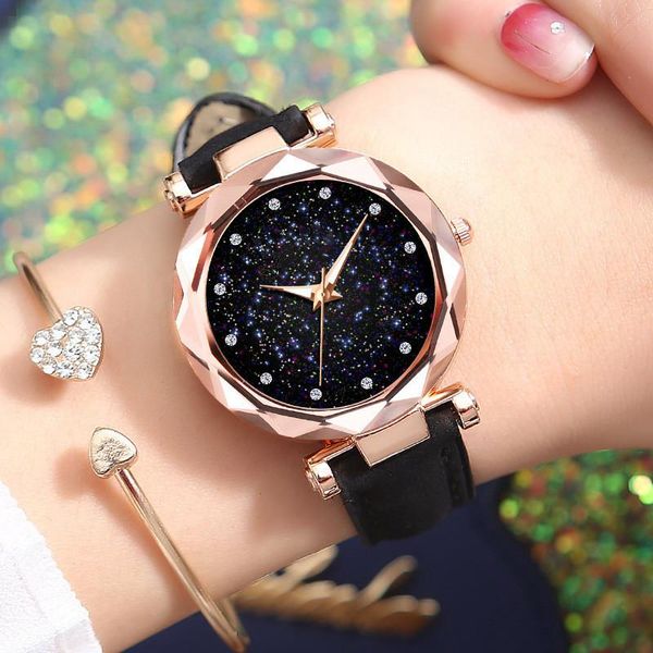 watch bands mode marke luxus starry sky frauen handgelenkhren leder quarzuhr moder, Black;brown
watch bands mode marke luxus starry sky frauen handgelenkhren leder quarzuhr moder, Black;brown