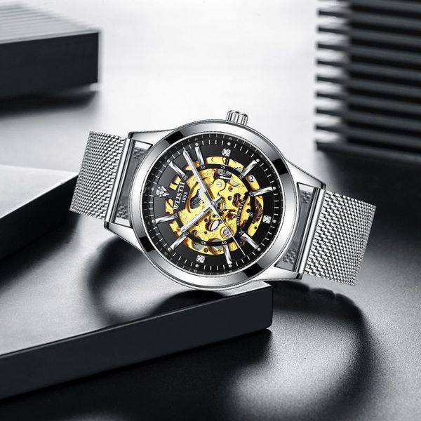 wristwatches 2021 automatic mechanical men's watch waterproof luminous milan band brand, Slivery;brown
wristwatches 2021 automatic mechanical men's watch waterproof luminous milan band brand, Slivery;brown