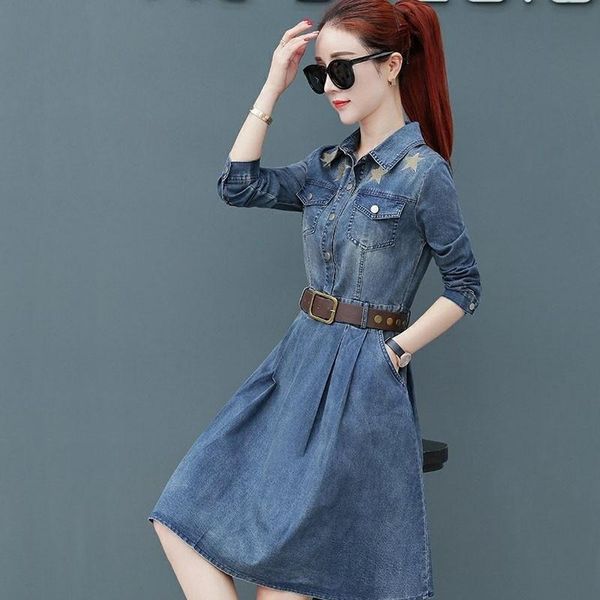 casual dresses spring women denim shirt dress slim fit knee length a-line fashion embroidery female sashes lapel office, Black;gray
casual dresses spring women denim shirt dress slim fit knee length a-line fashion embroidery female sashes lapel office, Black;gray